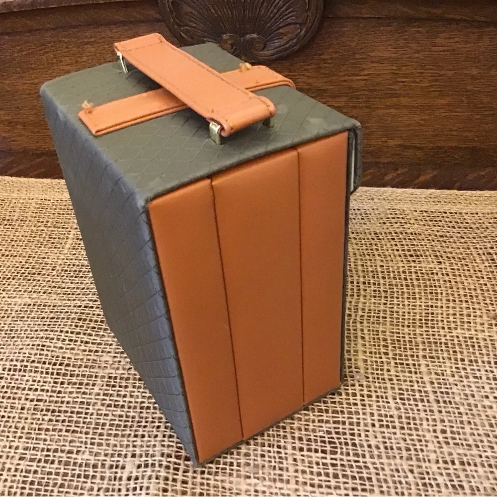 Vintage Jewelry Travel Organizer Case Multiple Compartments Snap Lock Closure